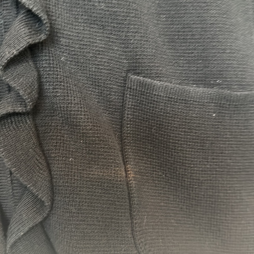 Talbots Black Micro Waffle Knit Ruffle Zip Up Light Weight Jacket - Picture 4 of 8